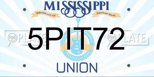 5PIT72 Mississippi License Plate