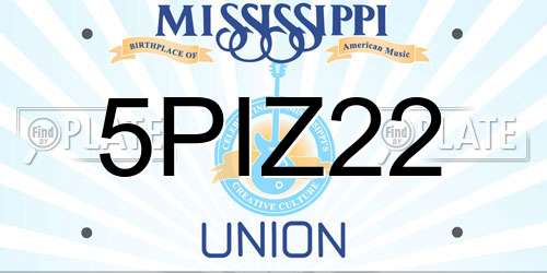 5PIZ22 Mississippi License Plate