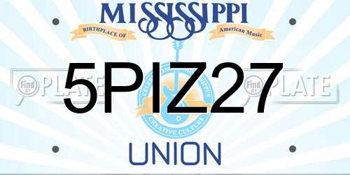 5PIZ27 Mississippi License Plate