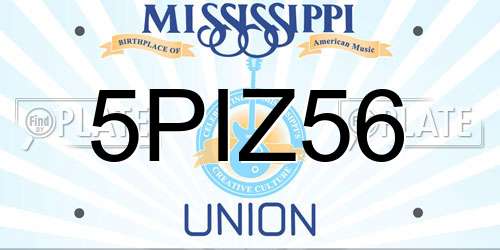5PIZ56 Mississippi License Plate