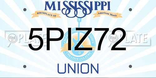 5PIZ72 Mississippi License Plate
