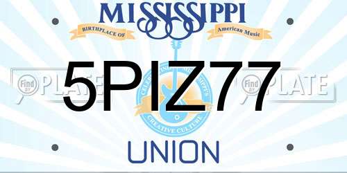 5PIZ77 Mississippi License Plate