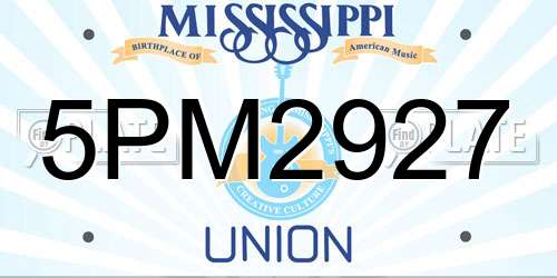5PM2927 Mississippi License Plate