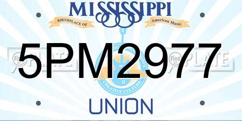 5PM2977 Mississippi License Plate