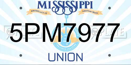 5PM7977 Mississippi License Plate