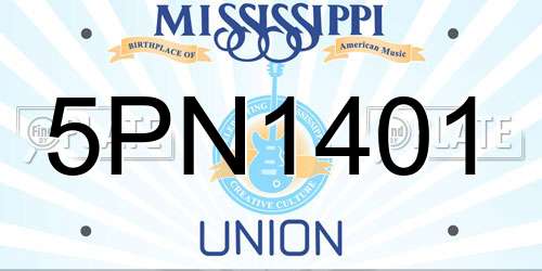 5PN1401 Mississippi License Plate