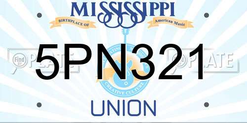5PN321 Mississippi License Plate