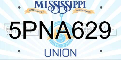 5PNA629 Mississippi License Plate