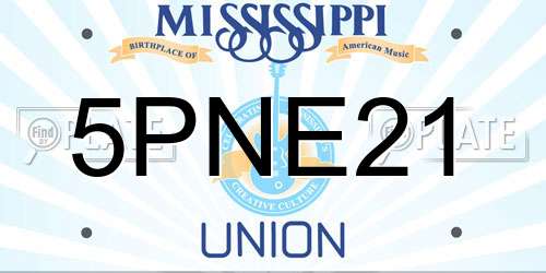 5PNE21 Mississippi License Plate