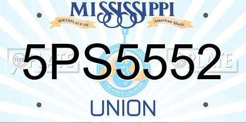 5PS5552 Mississippi License Plate