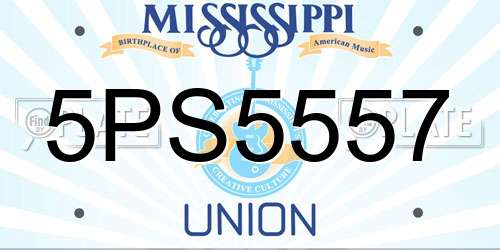 5PS5557 Mississippi License Plate