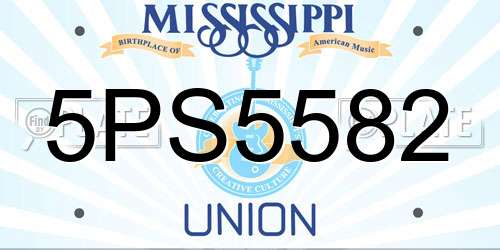5PS5582 Mississippi License Plate