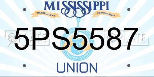5PS5587 Mississippi License Plate