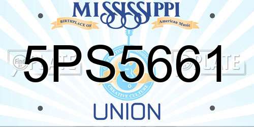 5PS5661 Mississippi License Plate