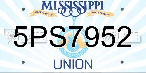 5PS7952 Mississippi License Plate