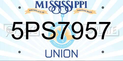 5PS7957 Mississippi License Plate
