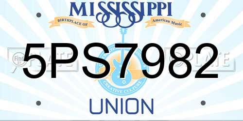 5PS7982 Mississippi License Plate