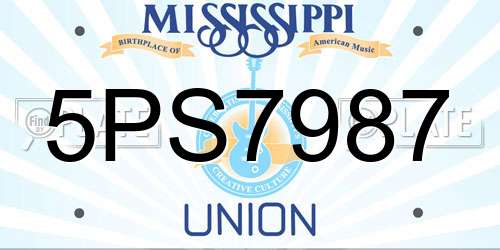 5PS7987 Mississippi License Plate