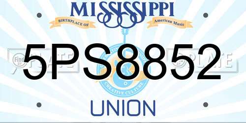 5PS8852 Mississippi License Plate