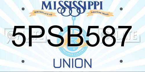 5PSB587 Mississippi License Plate