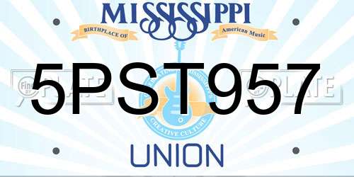 5PST957 Mississippi License Plate