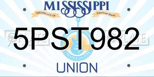 5PST982 Mississippi License Plate