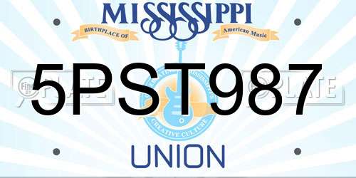 5PST987 Mississippi License Plate