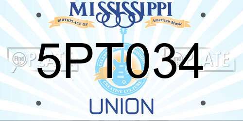 5PT034 Mississippi License Plate