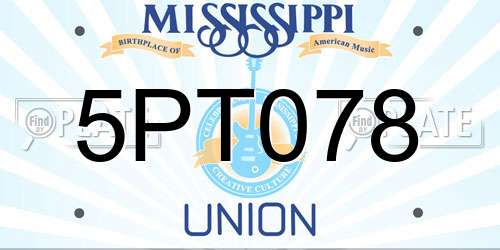 5PT078 Mississippi License Plate