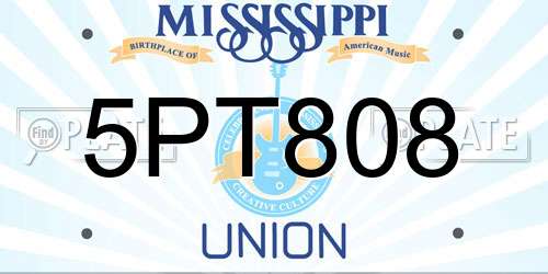 5PT808 Mississippi License Plate