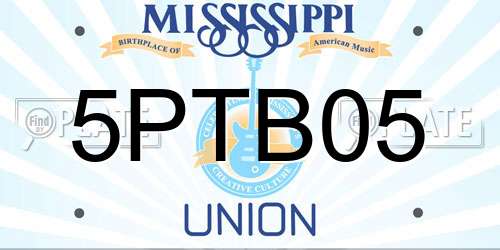 5PTB05 Mississippi License Plate