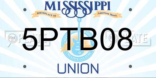 5PTB08 Mississippi License Plate