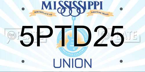 5PTD25 Mississippi License Plate