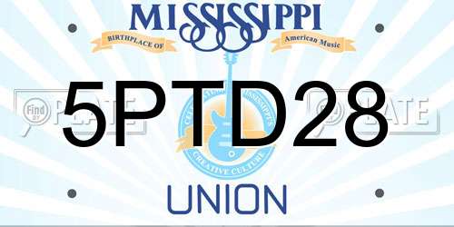 5PTD28 Mississippi License Plate