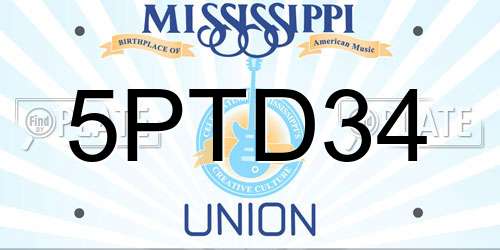 5PTD34 Mississippi License Plate