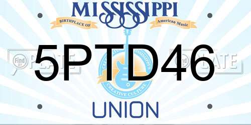5PTD46 Mississippi License Plate