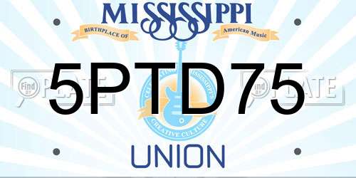 5PTD75 Mississippi License Plate