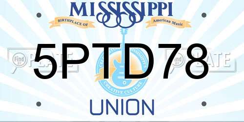 5PTD78 Mississippi License Plate