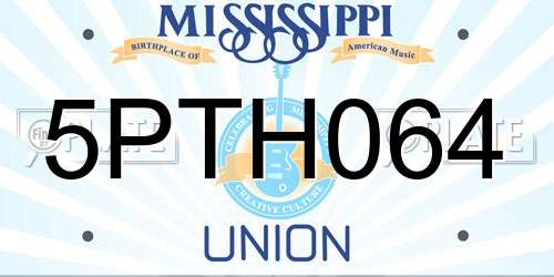 5PTH064 Mississippi License Plate