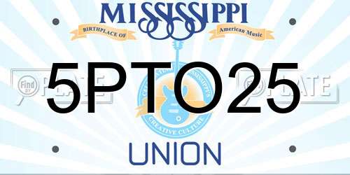 5PTO25 Mississippi License Plate