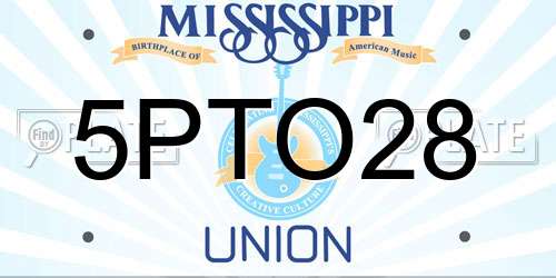 5PTO28 Mississippi License Plate