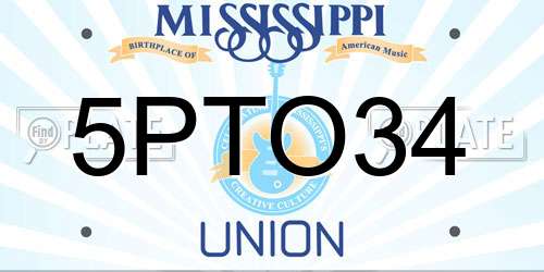 5PTO34 Mississippi License Plate