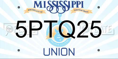5PTQ25 Mississippi License Plate
