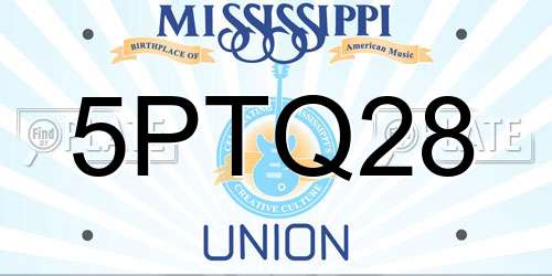 5PTQ28 Mississippi License Plate