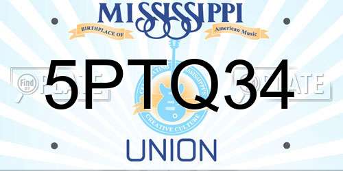 5PTQ34 Mississippi License Plate