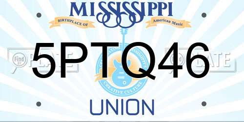 5PTQ46 Mississippi License Plate