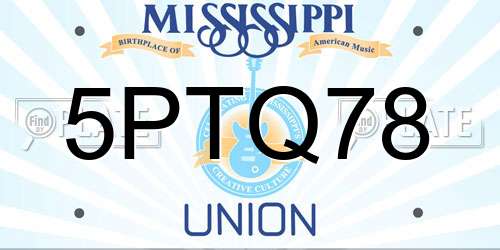 5PTQ78 Mississippi License Plate