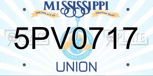 5PV0717 Mississippi License Plate