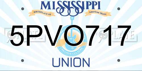 5PVO717 Mississippi License Plate