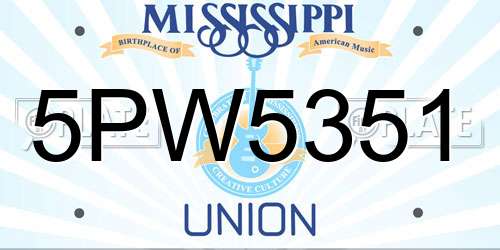 5PW5351 Mississippi License Plate